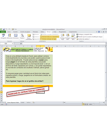 Plantilla para depurar correos electronicos usando Copy/Paste en Excel y Bloc de Notas