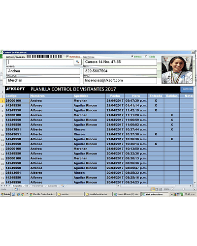 Plantilla Control de Acceso