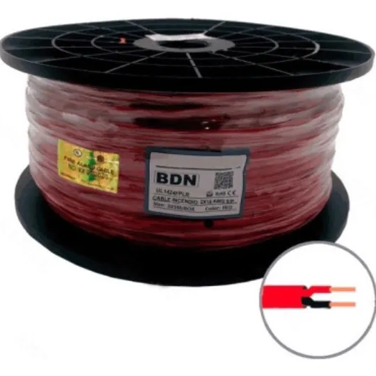 Cable Incendio Libre Halogeno Ul Rojo Bdn 2x18 Awg 1