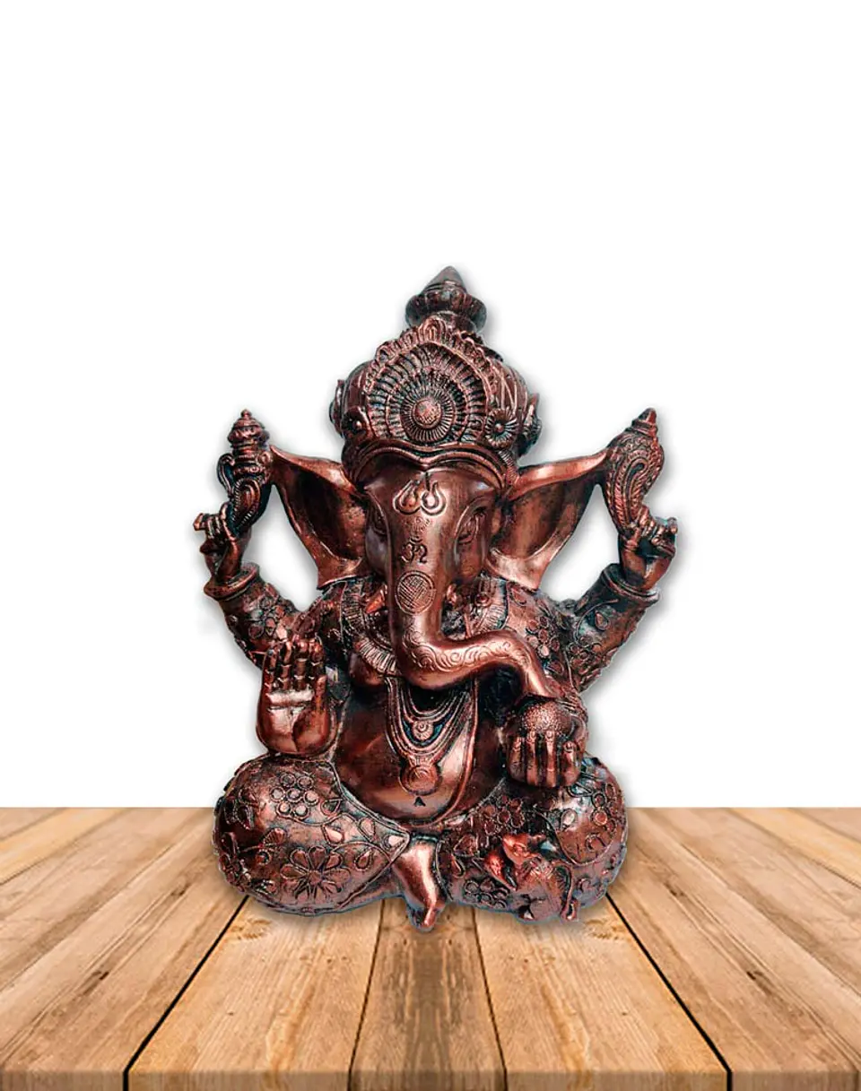 Diosa Ganesh en Poliresina Mediana color Cobre 8