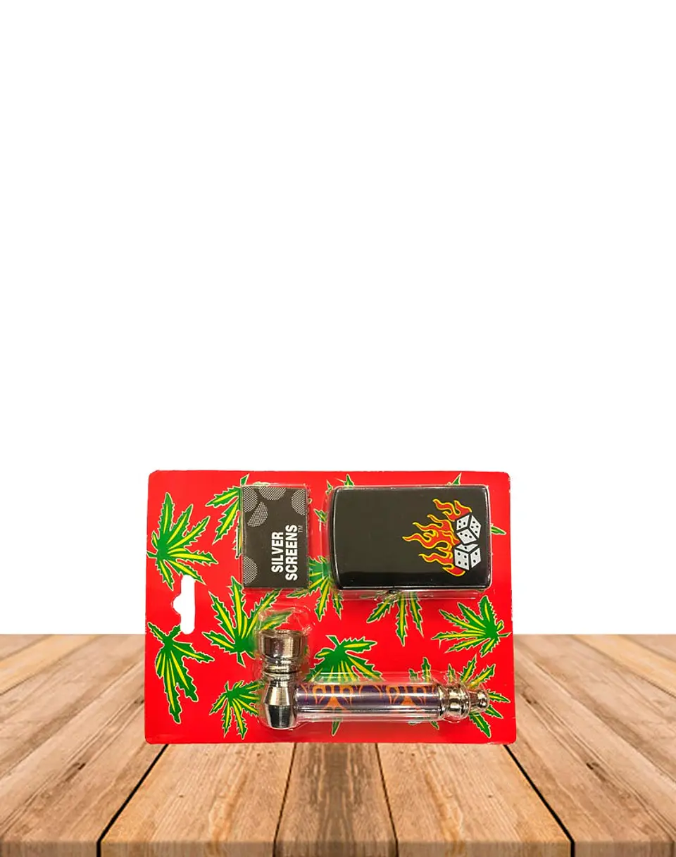 Set Pipa  Vidrio + Zippo + Rejilla DK7018  1