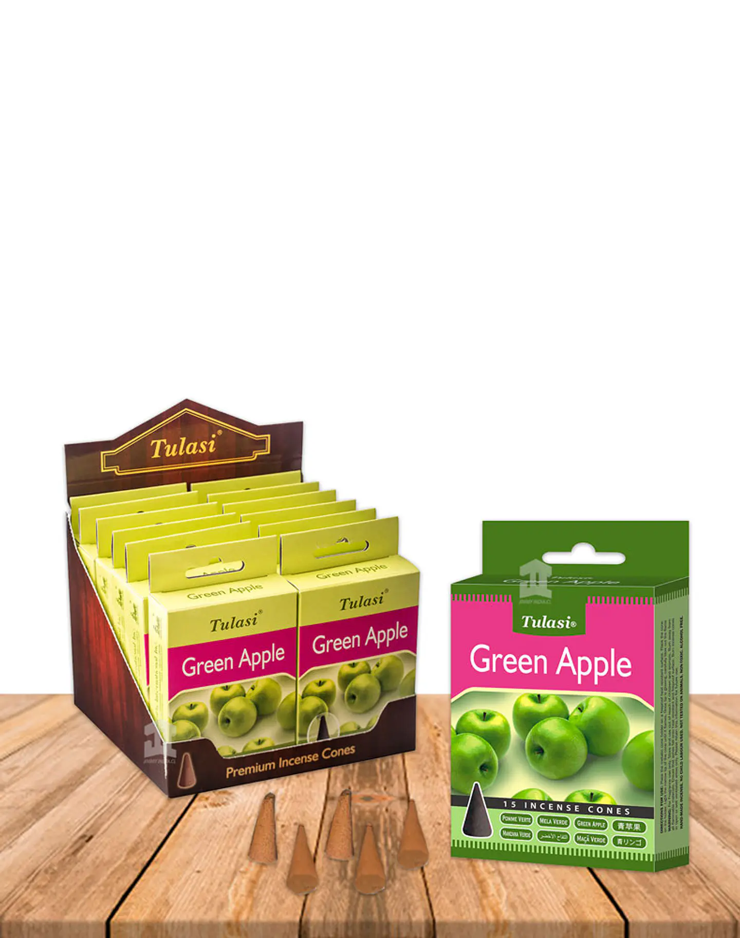 Incienso Tulasi Cono Manzana Verde 2