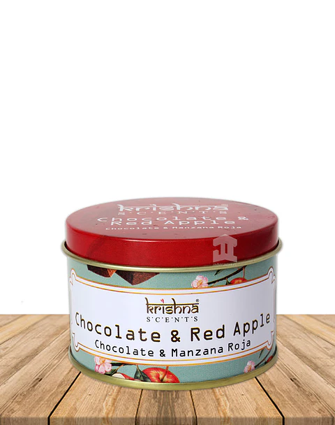 Vela Lata Krishna Doble Mecha Chocolate Manzana 165 grs