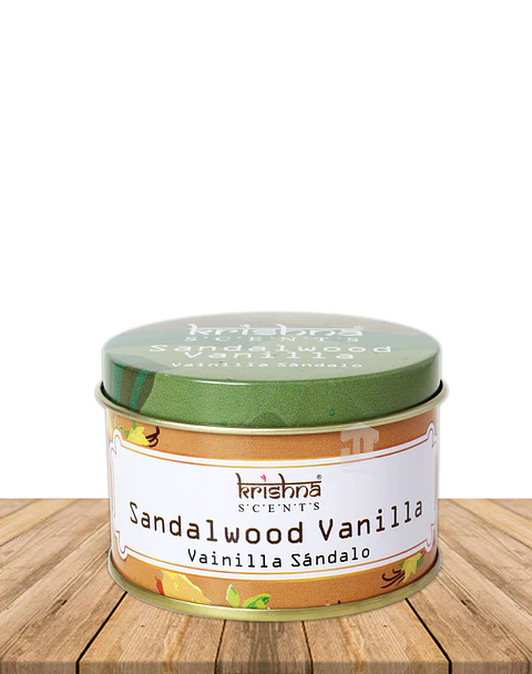 Vela Lata Krishna Doble Mecha Vainilla Sándalo 165 gr
