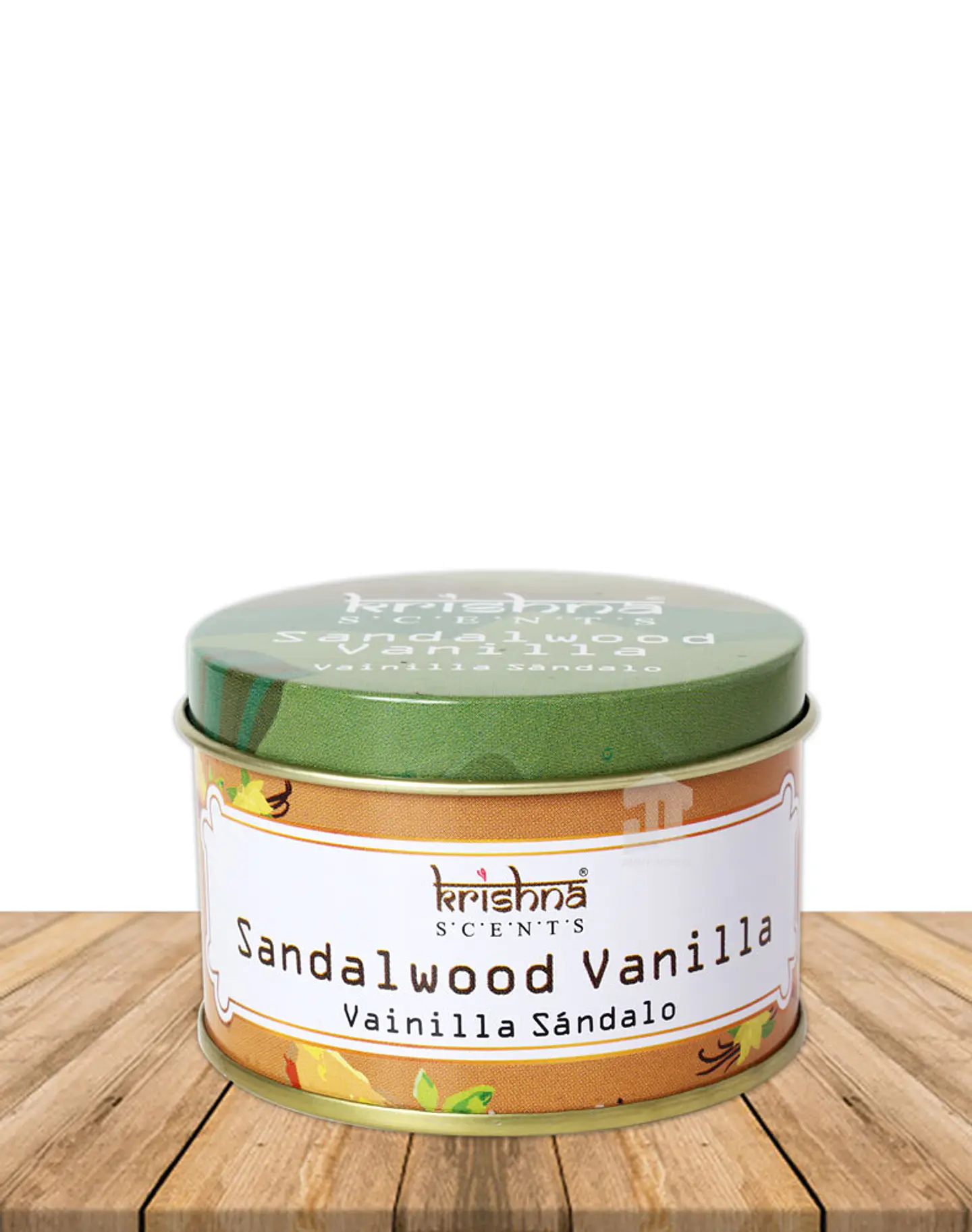 Vela Lata Krishna Doble Mecha Vainilla Sándalo 165 gr 1
