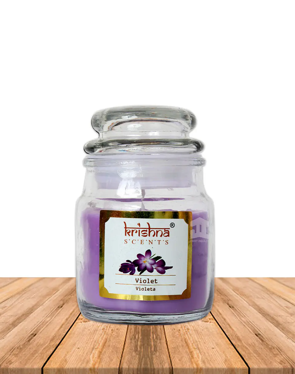 Vela vidrio krishna aroma Violeta 75 grs 1