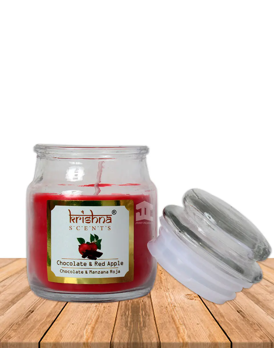 Vela vidrio krishna aroma Chocolate Manzana 75 grs 2