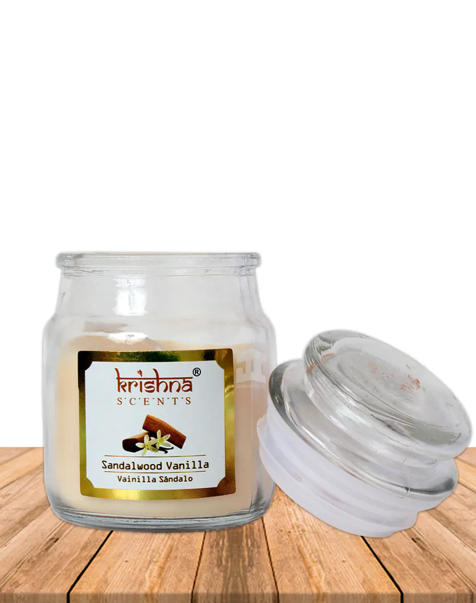 Vela vidrio kishna aroma Vainilla Sándalo 75 grs 2