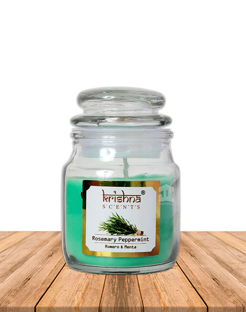 Vela vidrio krishna aroma Romero Menta 75grs