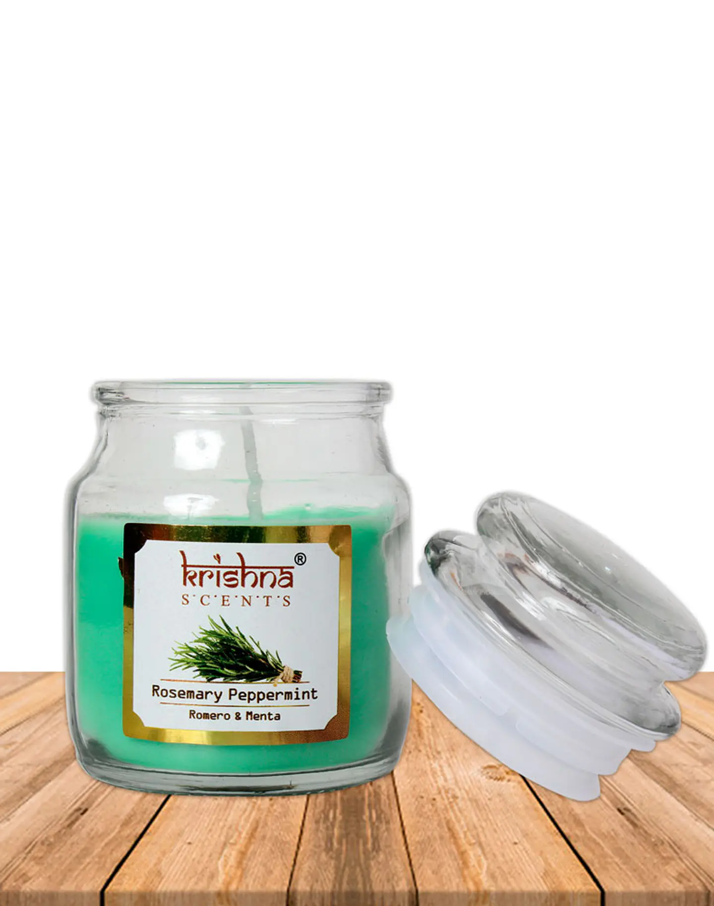 Vela vidrio krishna aroma Romero Menta 75grs 2