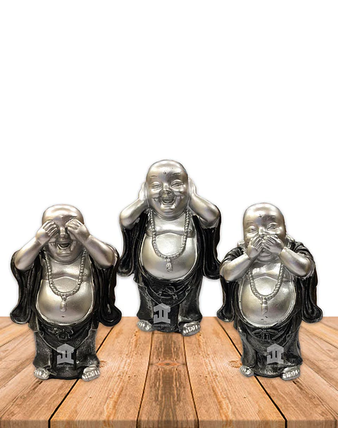 Figura Buda  Ciego, Sordo y Mudo, Poliresina 5" JI21-30