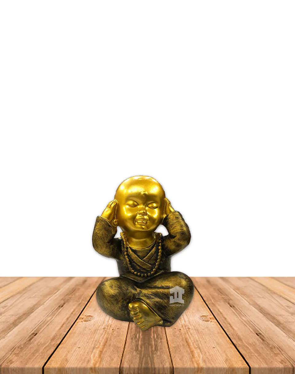 Set de Figura Buda Joven Ciego, Sordo y Mudo, Poliresina 5