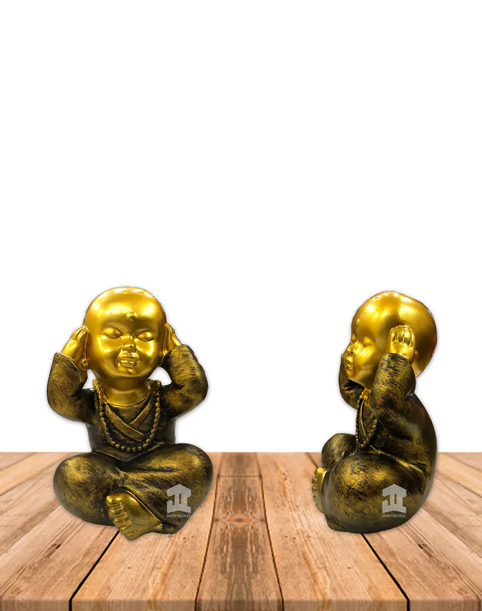 Set de Figura Buda Joven Ciego, Sordo y Mudo, Poliresina 5