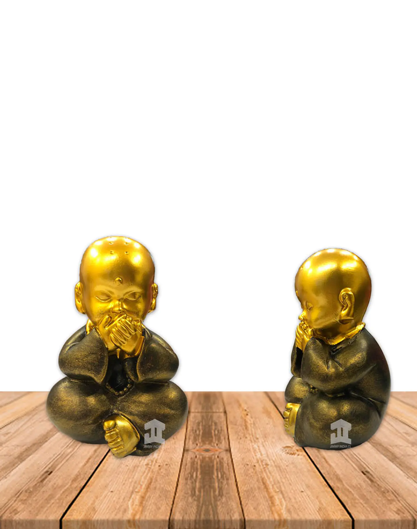 Set de Figura Buda Joven Ciego, Sordo y Mudo, Poliresina 5