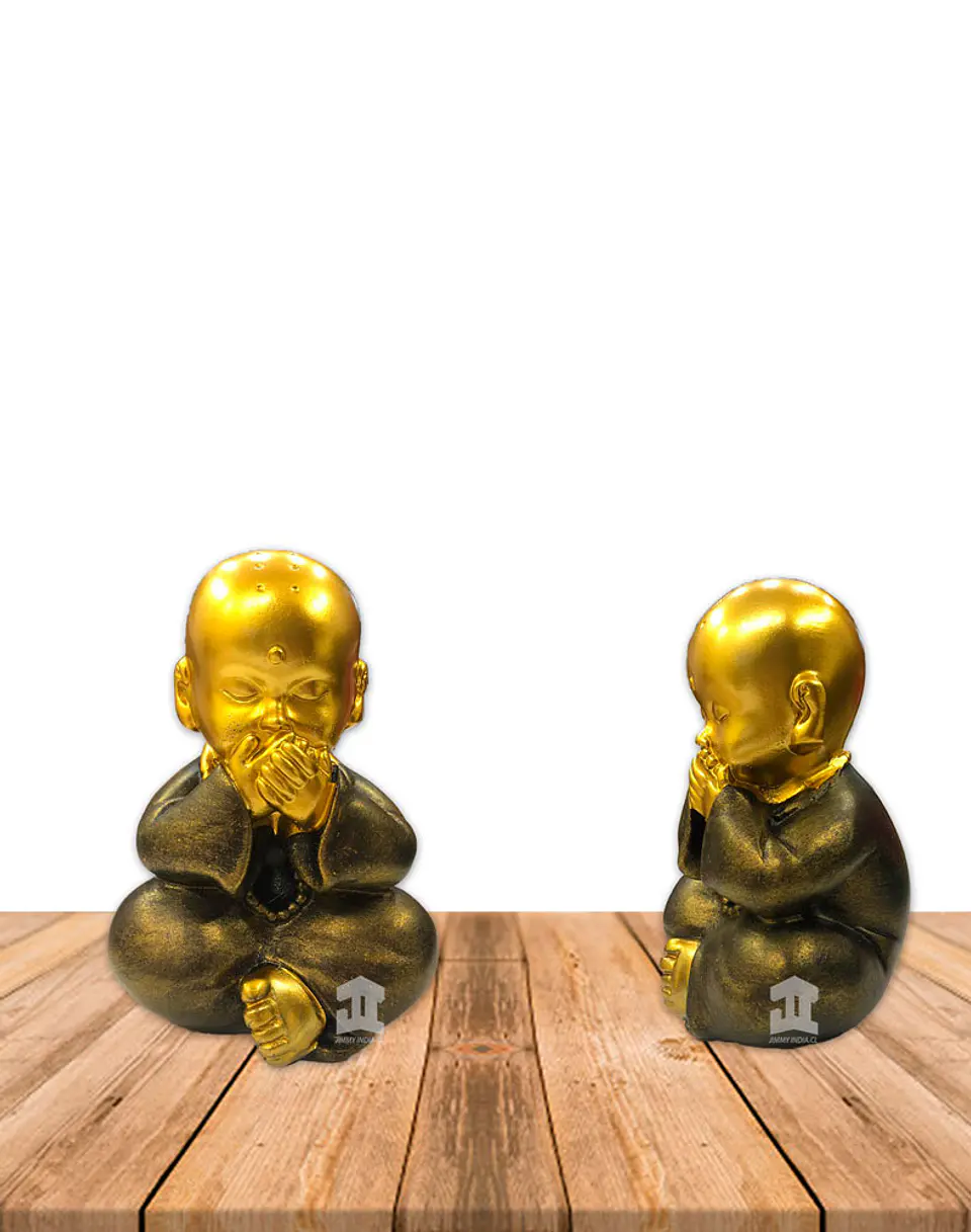 Set de Figura Buda Joven Ciego, Sordo y Mudo, Poliresina 5