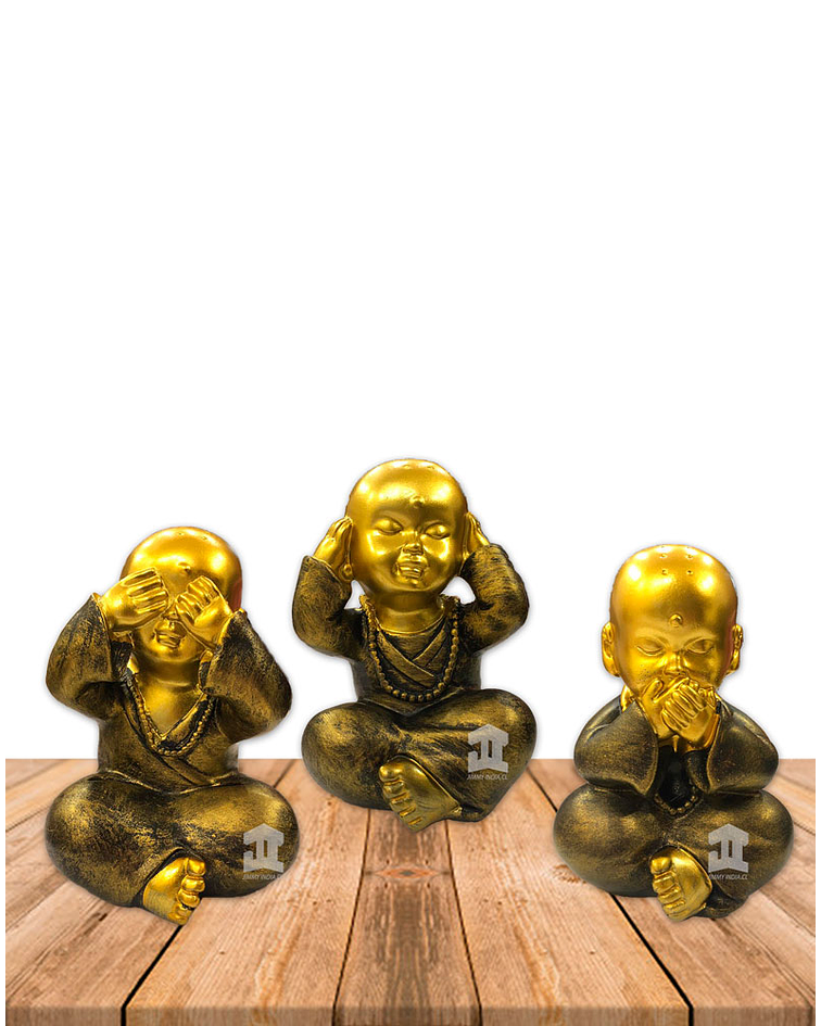 Set de Figura Buda Joven Ciego, Sordo y Mudo, Poliresina 5" JI21-27