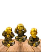 Set de Figura Buda Joven Ciego, Sordo y Mudo, Poliresina 5