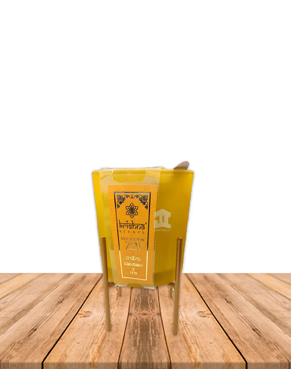 Vela Aromaticas Krishna Vidrio c/Base Sandalo ZEN-111 1