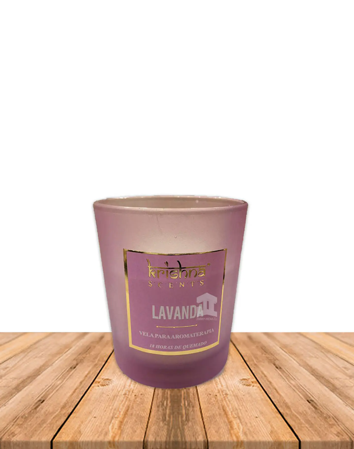 Vela Aromaticas Krishna Vidrio Escarchado Lavanda KS-201 1