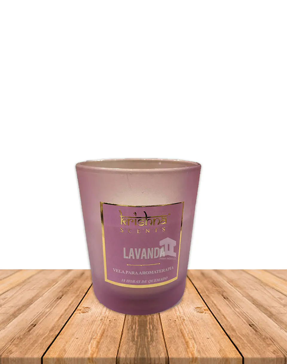 Vela Aromaticas Krishna Vidrio Escarchado Lavanda KS-201 1