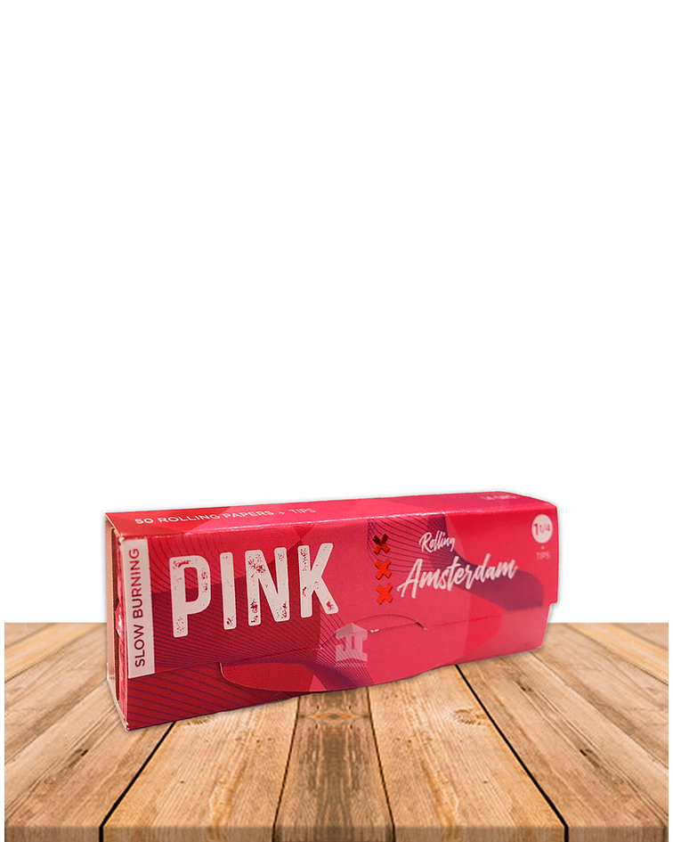 Papel Rolling Amsterdam  PINK + Tips 1 1/4 (Extra Fino)