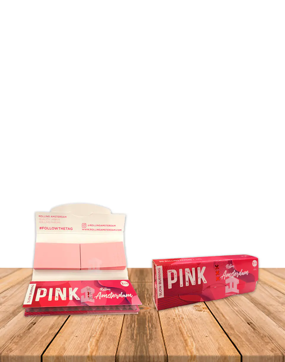 Papel Rolling Amsterdam  PINK + Tips 1 1/4 (Extra Fino) 3
