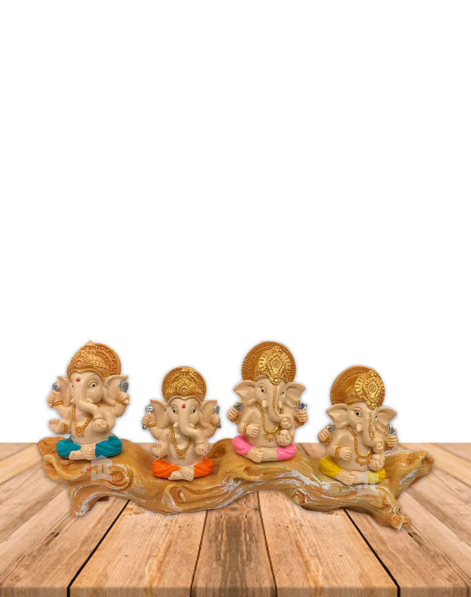 Set Figura Ganesh  Poliresina Pedestal   4