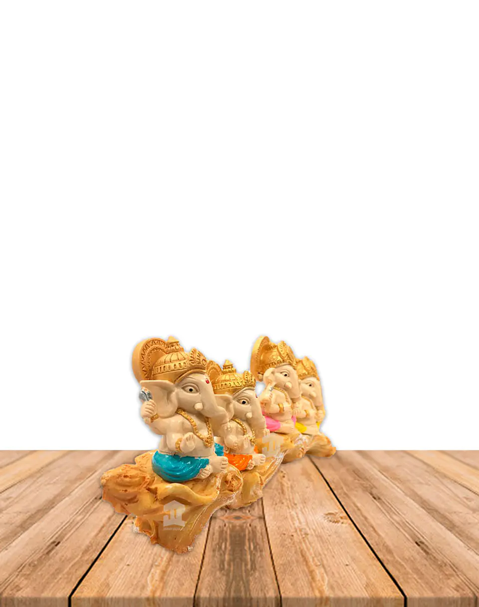 Set Figura Ganesh  Poliresina Pedestal   4