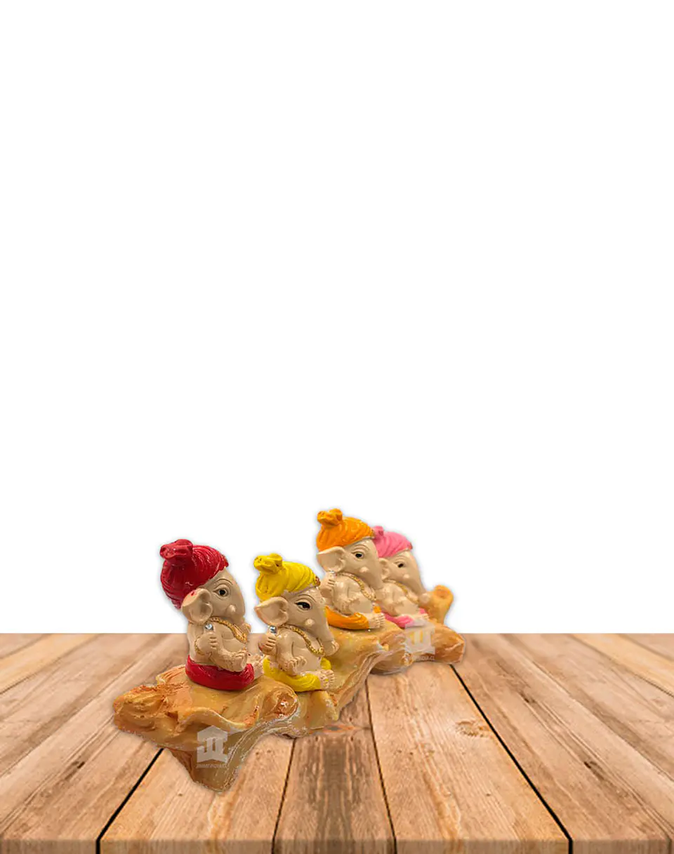Set Figura Ganesh  Poliresina Pedestal   4