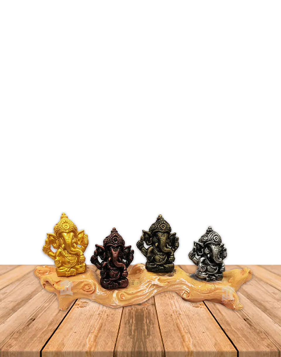Set Figura Ganesh  Poliresina Pedestal   3,5