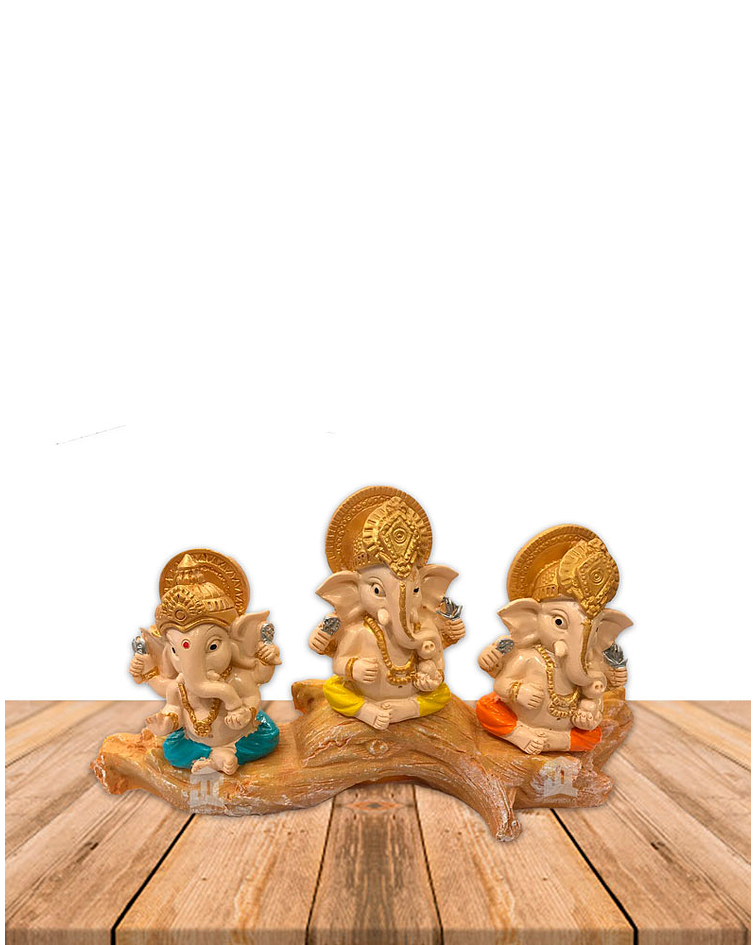 Set Figura Ganesh  Poliresina Pedestal   3,5" JI21-59