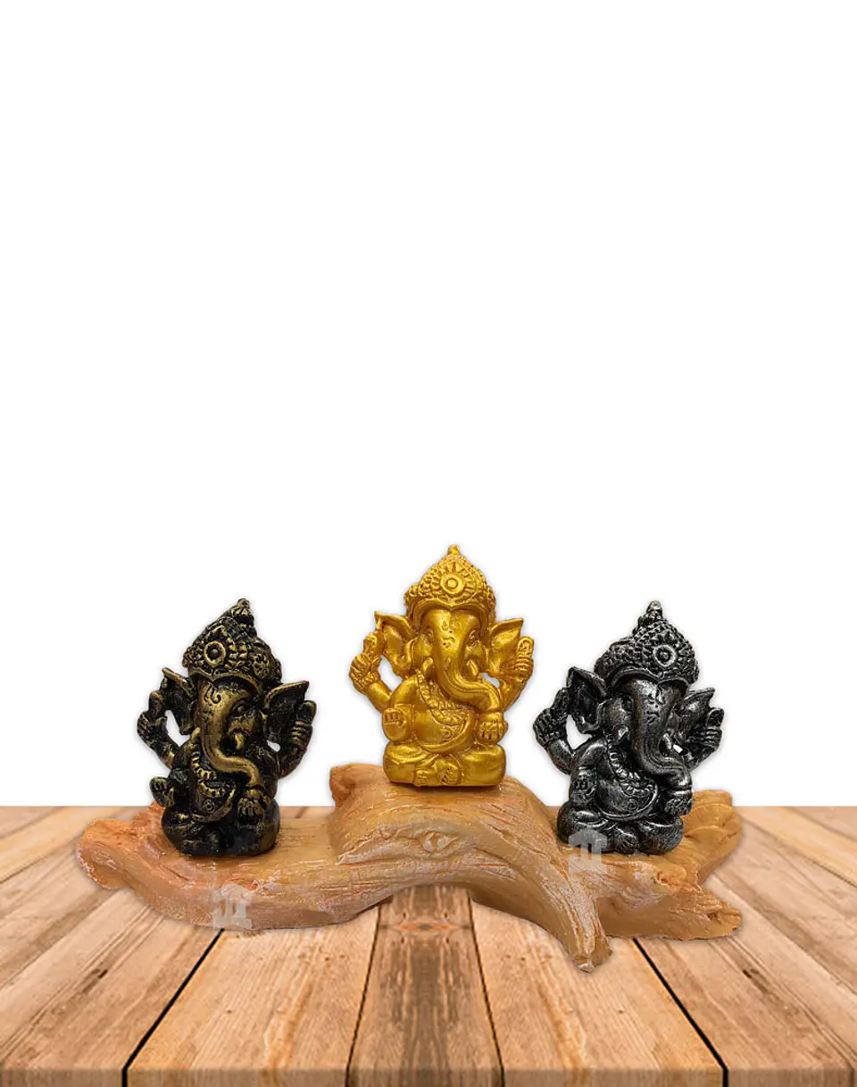Set Figura Ganesh  Poliresina Pedestal   3,5