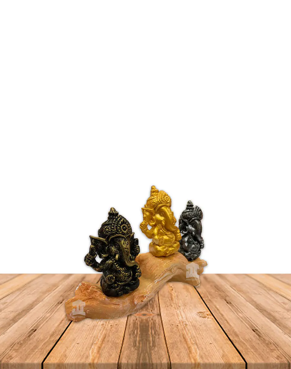 Set Figura Ganesh  Poliresina Pedestal   3,5