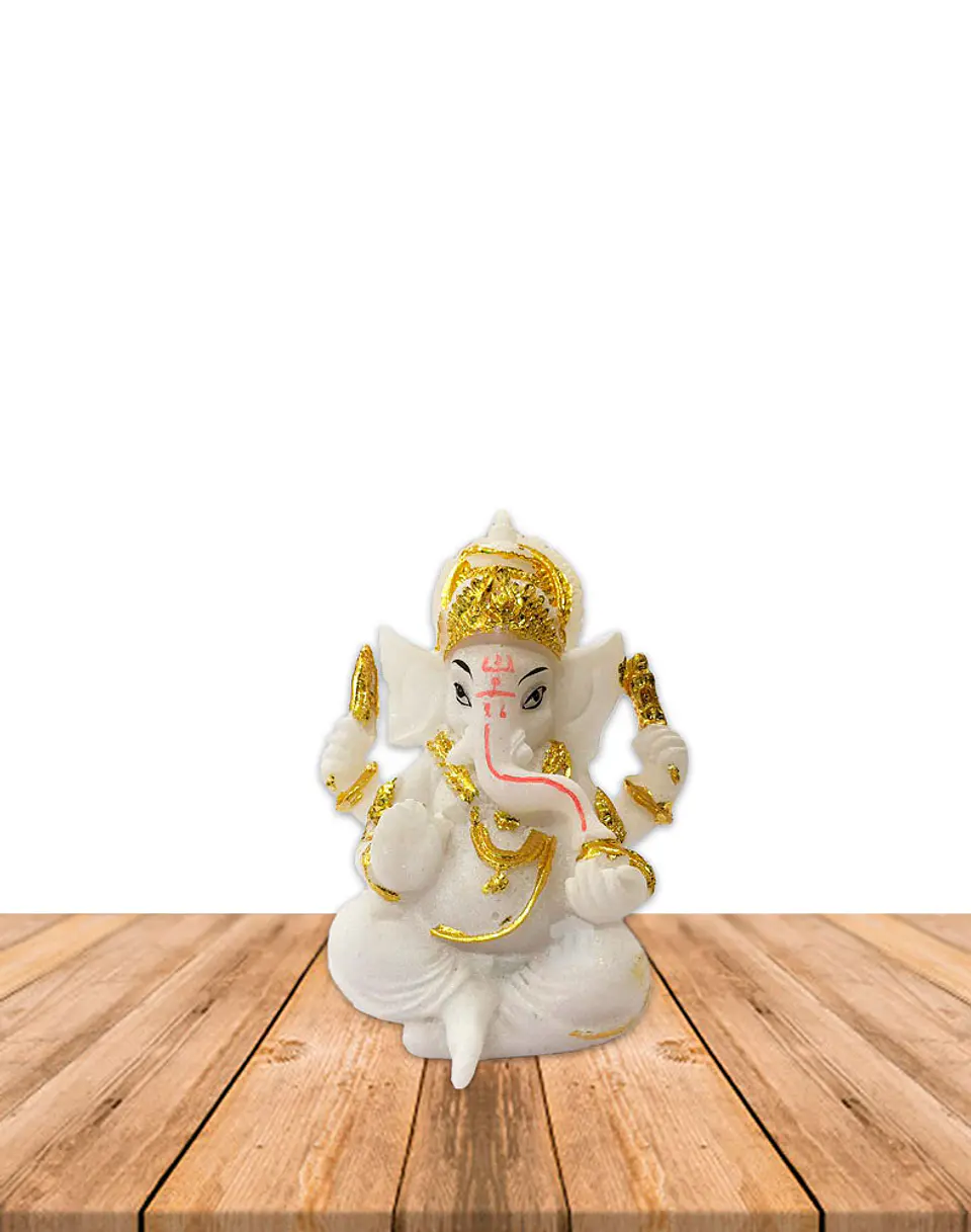 Dios Ganesh Blanca en Poliresina    3,5