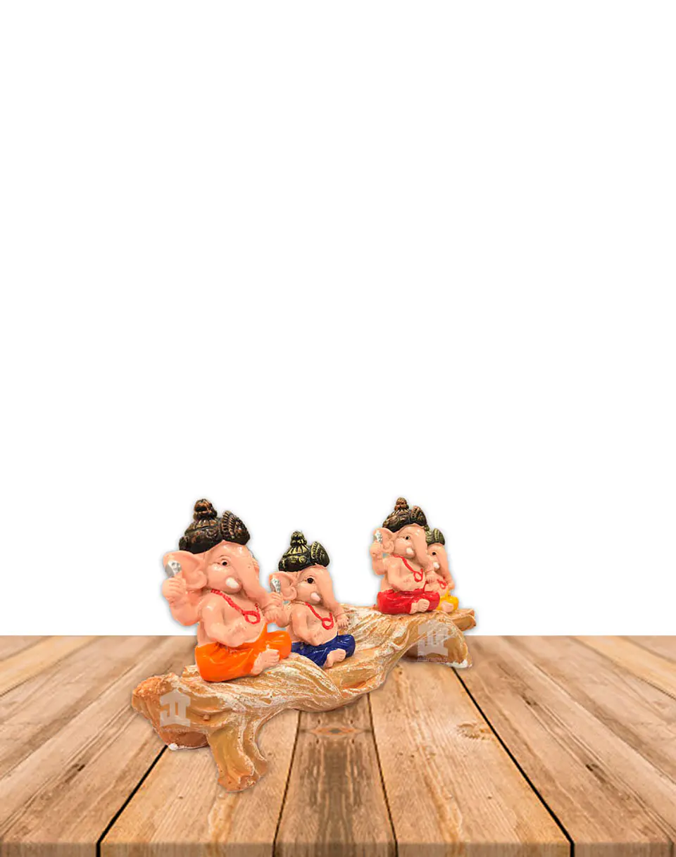Set Figura Ganesh   Poliresina Pedestal   4