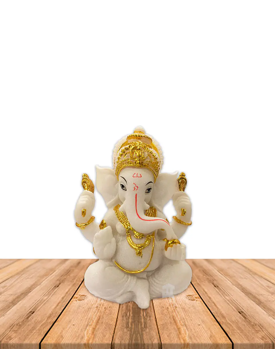 Dios Ganesha Blanca en Poliresina    5