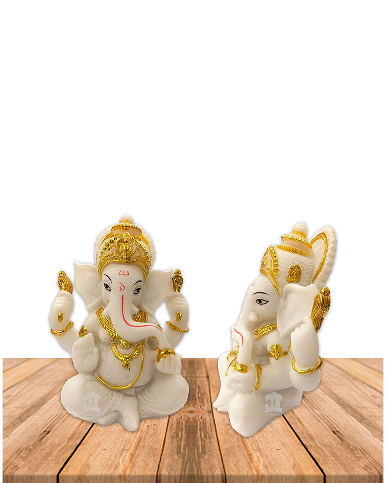 Dios Ganesha Blanca en Poliresina    5" JI21-16