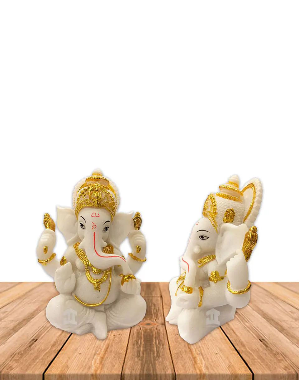 Dios Ganesha Blanca en Poliresina    5
