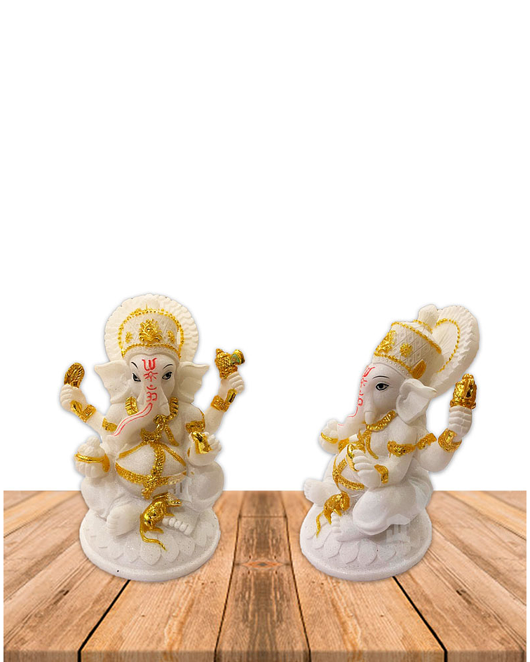 Dios Ganesh Blanca en Poliresina    7" JI21-18