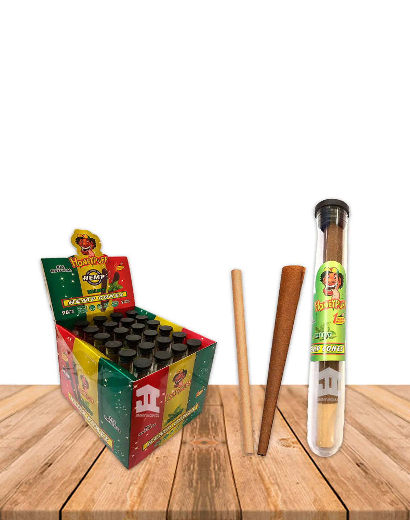 Honey Puff Hemp Cone Menta  Con Punta de Madera 2