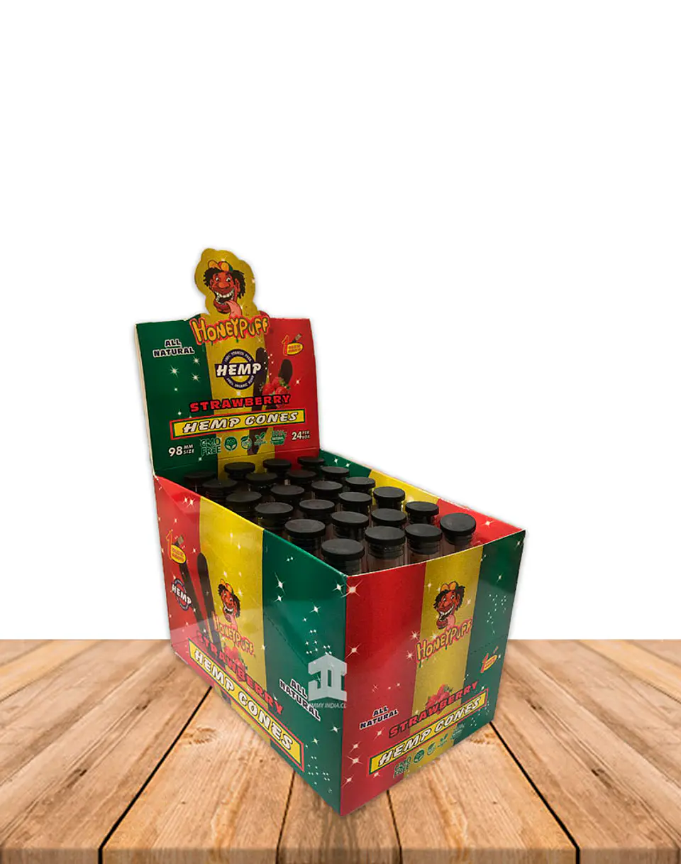 Honey Puff Hemp Cone Frutilla Con Punta de Madera 1