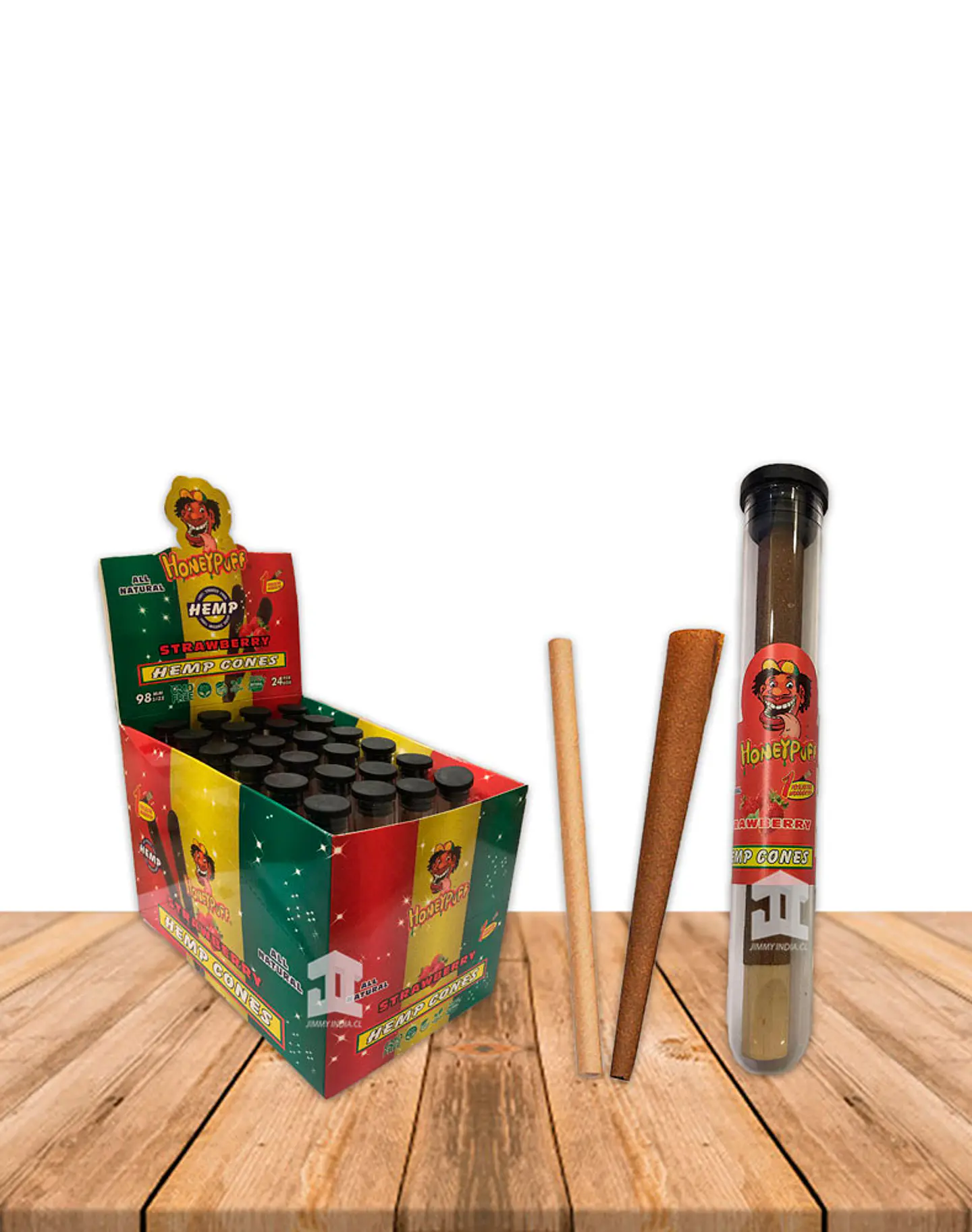 Honey Puff Hemp Cone Frutilla Con Punta de Madera 2
