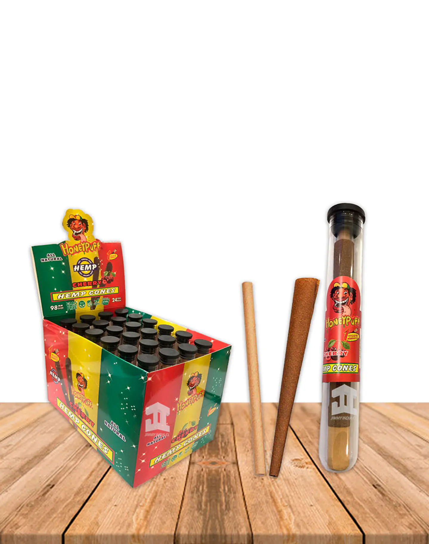 Honey Puff Hemp Cone Cherry  Con Punta de Madera 2