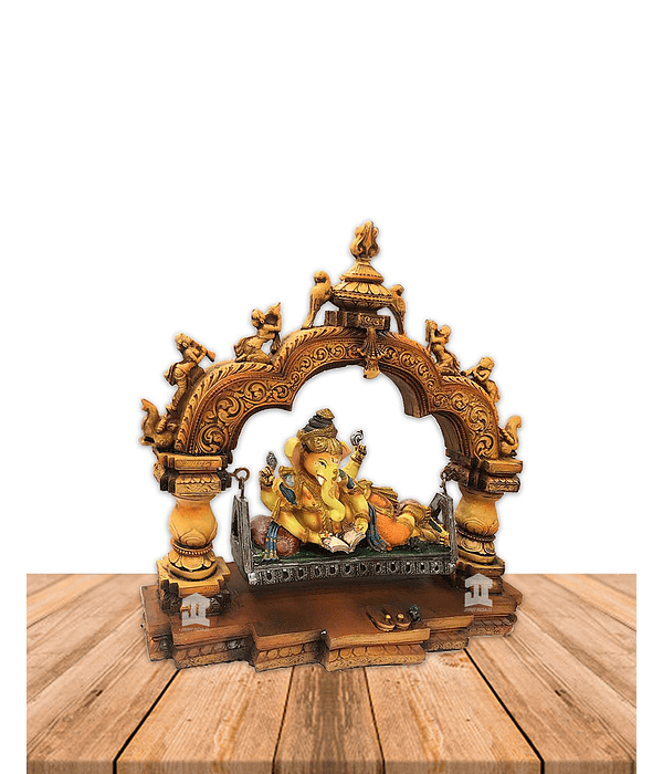 Dios Ganesh Sentado en Arco  de  Poliresina    11" JI11-208