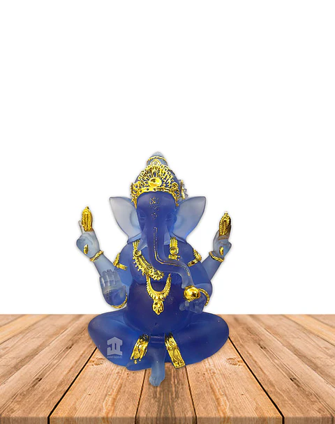 Dios Ganesh Grande Azul Transparente 7" JI21-10