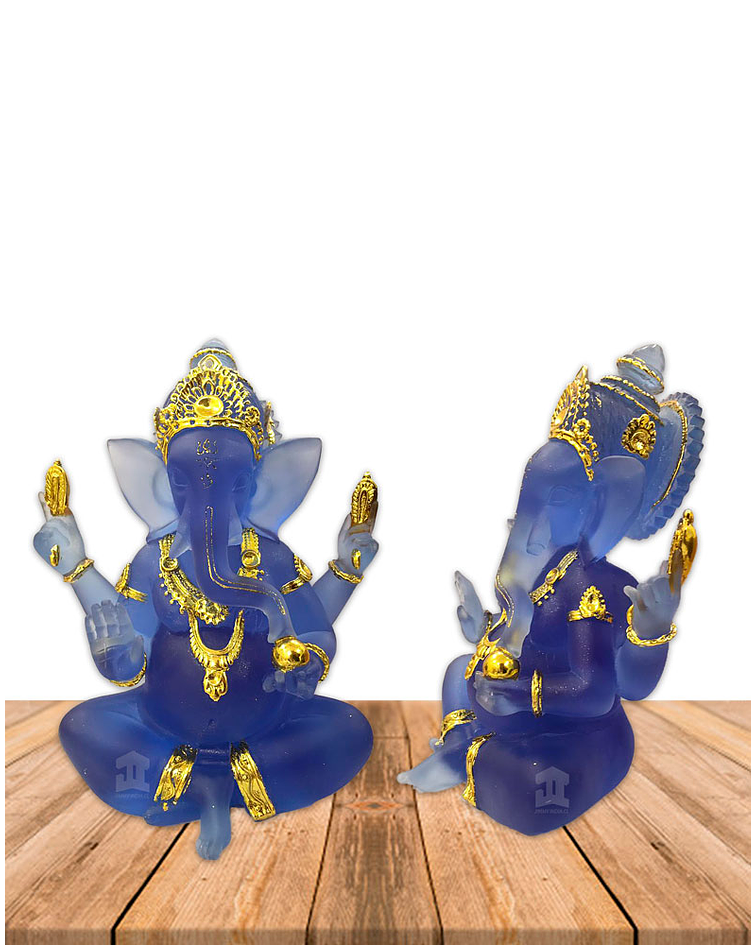 Dios Ganesh Grande Azul Transparente 7" JI21-10