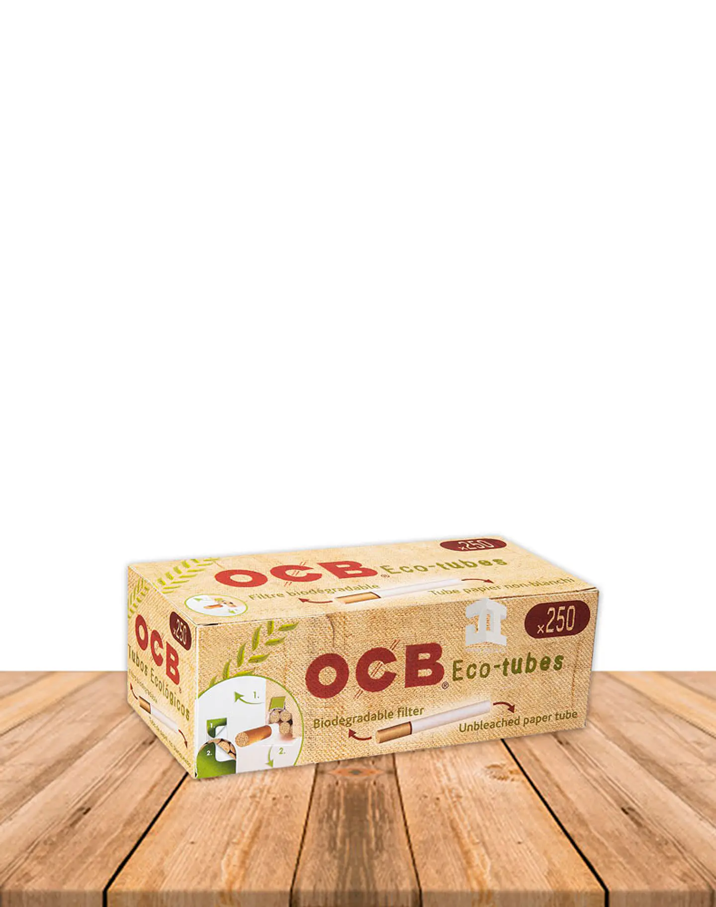 Tubos Ocb  Eco-Tubes Organico x 250 Pack de 4 Display 1