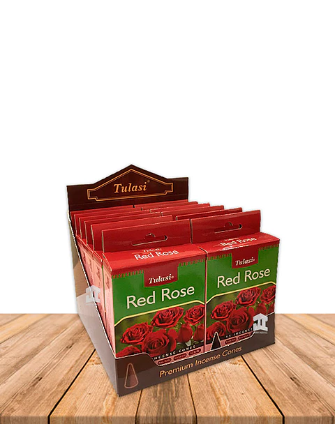 Incienso Tulasi Cono Rosa Roja 