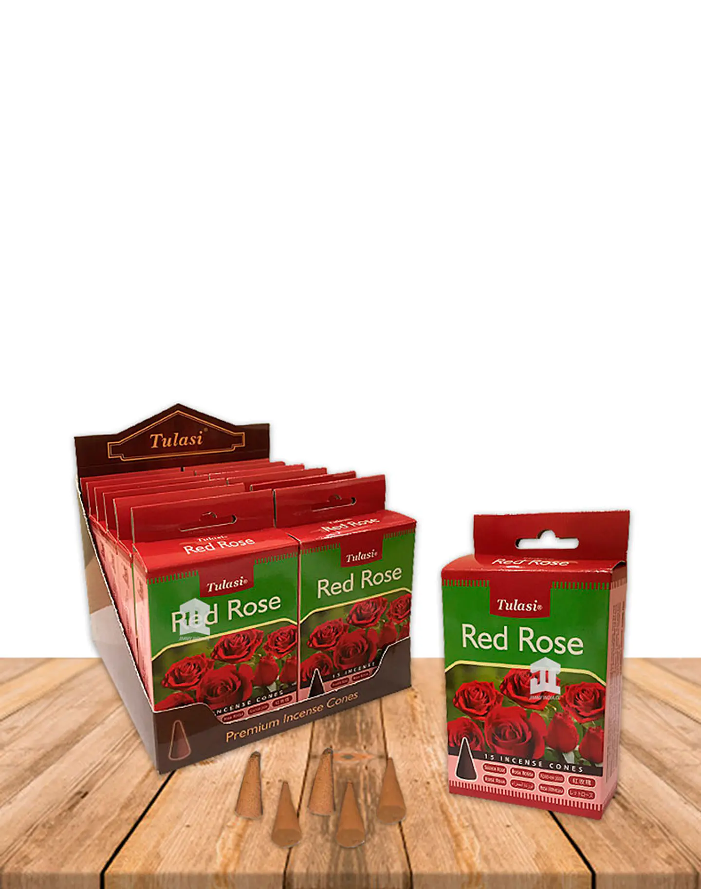 Incienso Tulasi Cono Rosa Roja  2