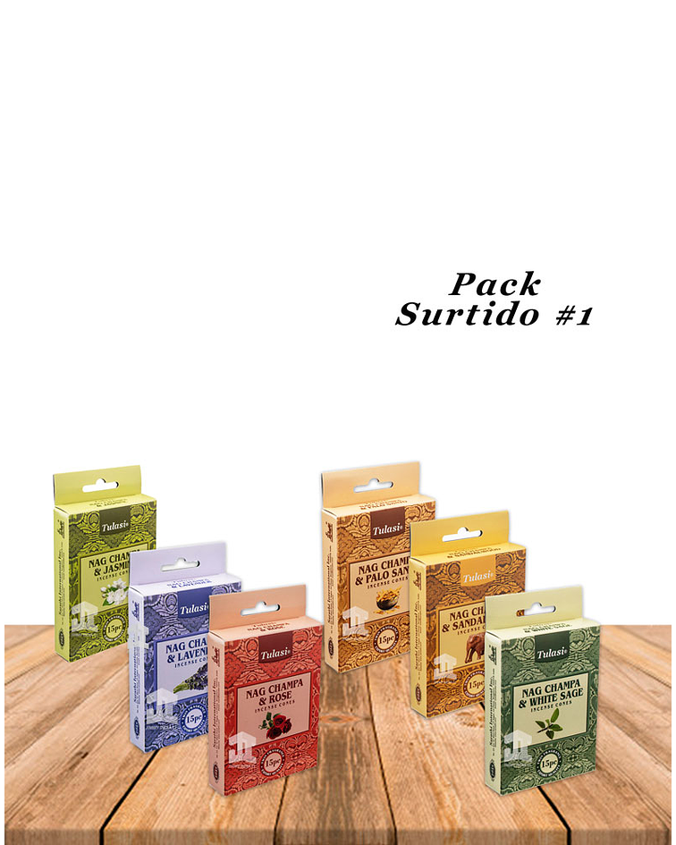 Incienso Tulasi Cono Nag Champa  Pack Aromas Surtidos 